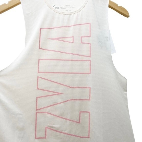 NWT Zyia Hot Pink Ivory Blush Spell-Out Athlete Tank Muscle Top Size Small NEW - Picture 5 of 13